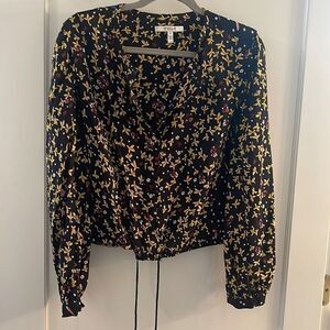 Derek Lamb 10 Crosby size 12 floral top with gathered bottom and tassel tie